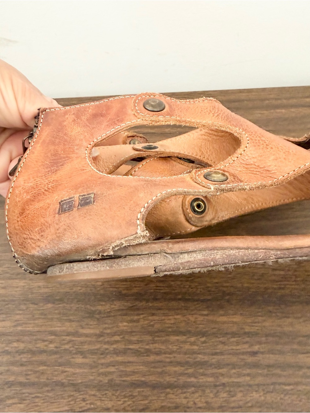 Bedstu Soto Rustic Brown Leather Women’s Open-Toe Sandals READ NOTES Damage Sz 8 - Picture 5 of 13